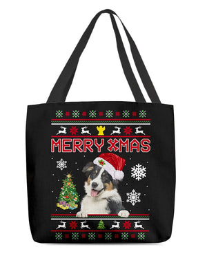 Merry Xmas-Australian Shepherd 2-Cloth Tote Bag