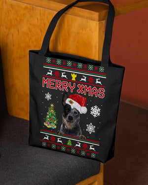 Merry Xmas-BLUE Heeler-Cloth Tote Bag