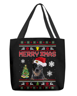 Merry Xmas-BLUE Heeler-Cloth Tote Bag