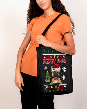 Merry Xmas-BROWN French Bulldog-Cloth Tote Bag