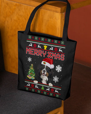 Merry Xmas-Bernese Mountain Dog 3-Cloth Tote Bag