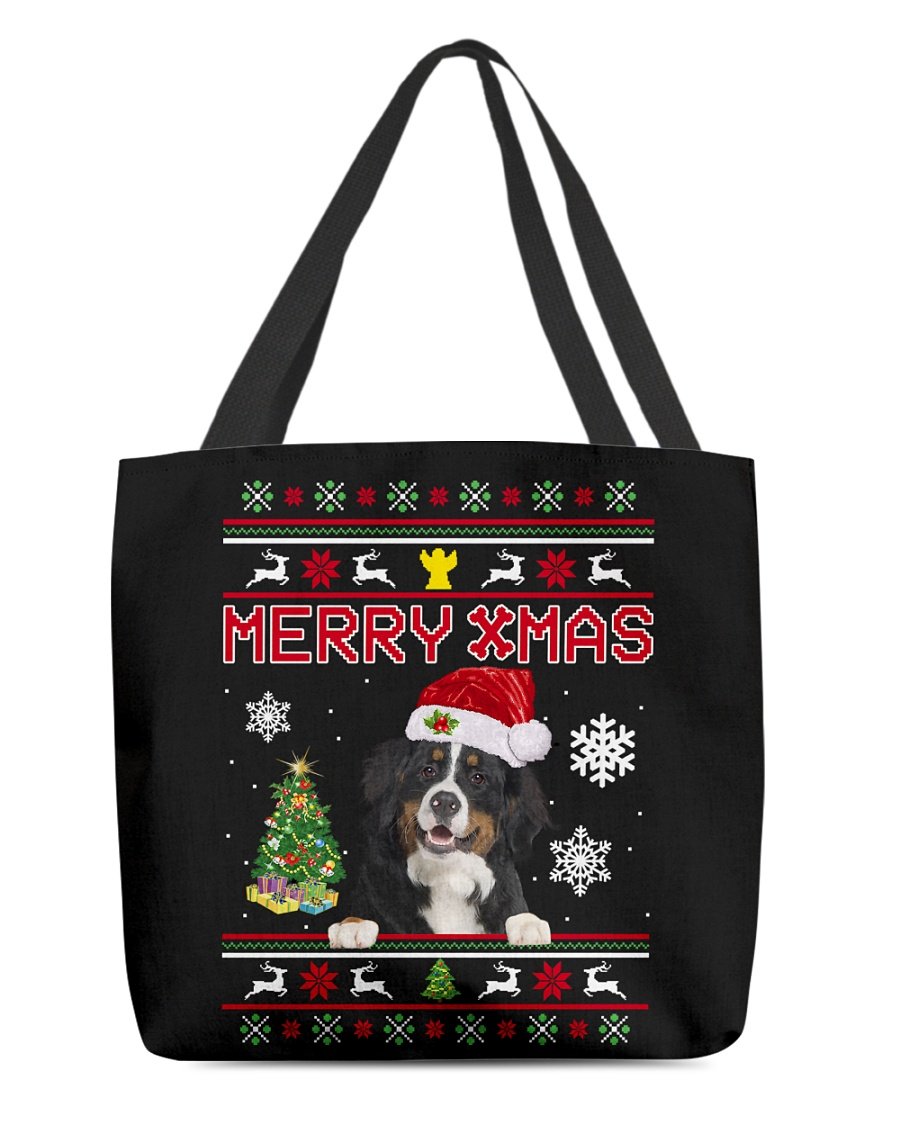 Merry Xmas-Bernese Mountain Dog 3-Cloth Tote Bag