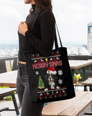 Merry Xmas-Bernese Mountain Dog 3-Cloth Tote Bag