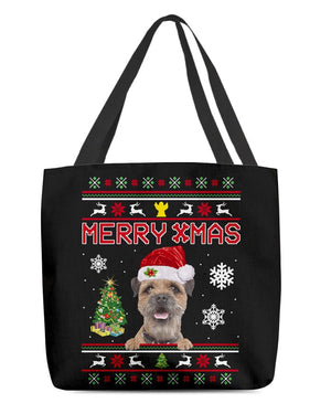 Merry Xmas-Border Terrier-Cloth Tote Bag