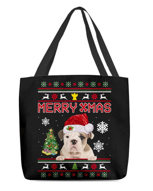 Merry Xmas-Bulldog-Cloth Tote Bag