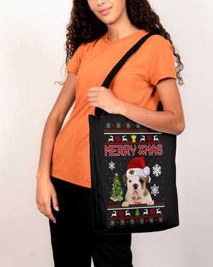 Merry Xmas-Bulldog-Cloth Tote Bag