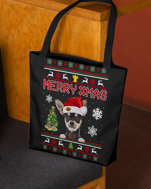 Merry Xmas-Chihuahua-Cloth Tote Bag