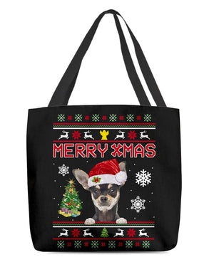 Merry Xmas-Chihuahua-Cloth Tote Bag