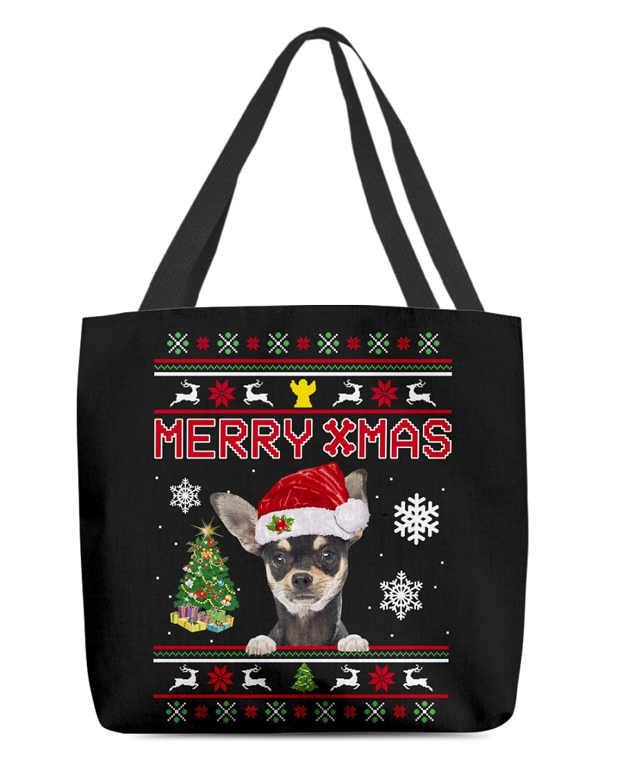 Merry Xmas-Chihuahua-Cloth Tote Bag