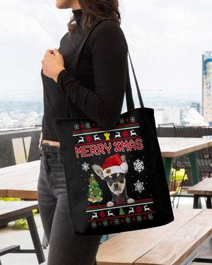 Merry Xmas-Chihuahua-Cloth Tote Bag