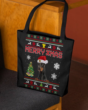 Merry Xmas-Dobermann 2-Cloth Tote Bag