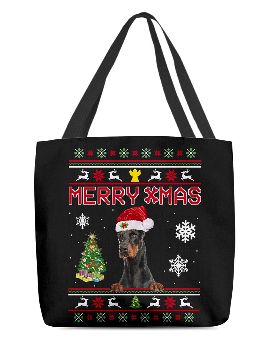 Merry Xmas-Dobermann 2-Cloth Tote Bag