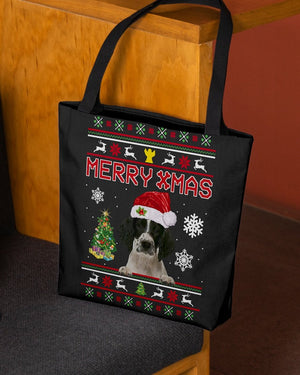 Merry Xmas-English Springer Spaniel 2-Cloth Tote Bag