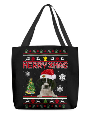 Merry Xmas-English Springer Spaniel 2-Cloth Tote Bag