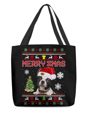 Merry Xmas-French Bulldog 2-Cloth Tote Bag