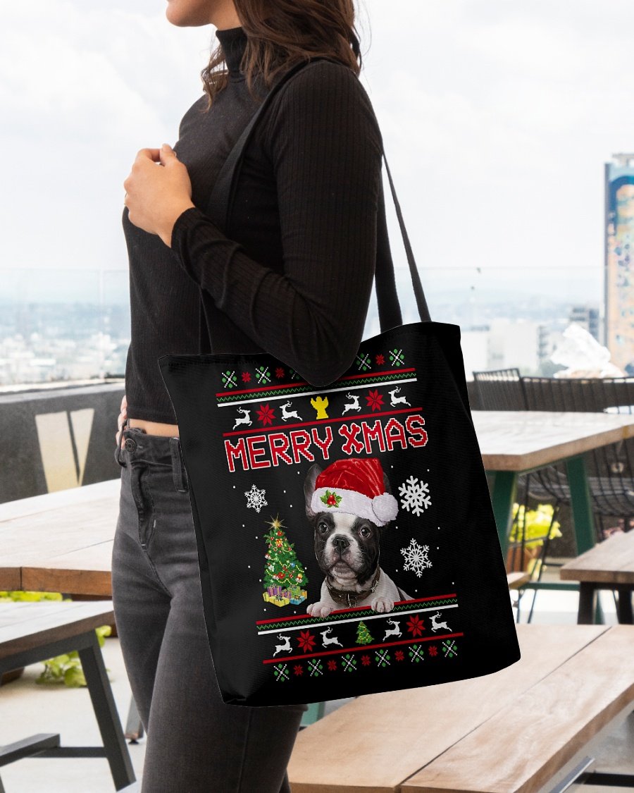 Merry Xmas-French Bulldog 2-Cloth Tote Bag