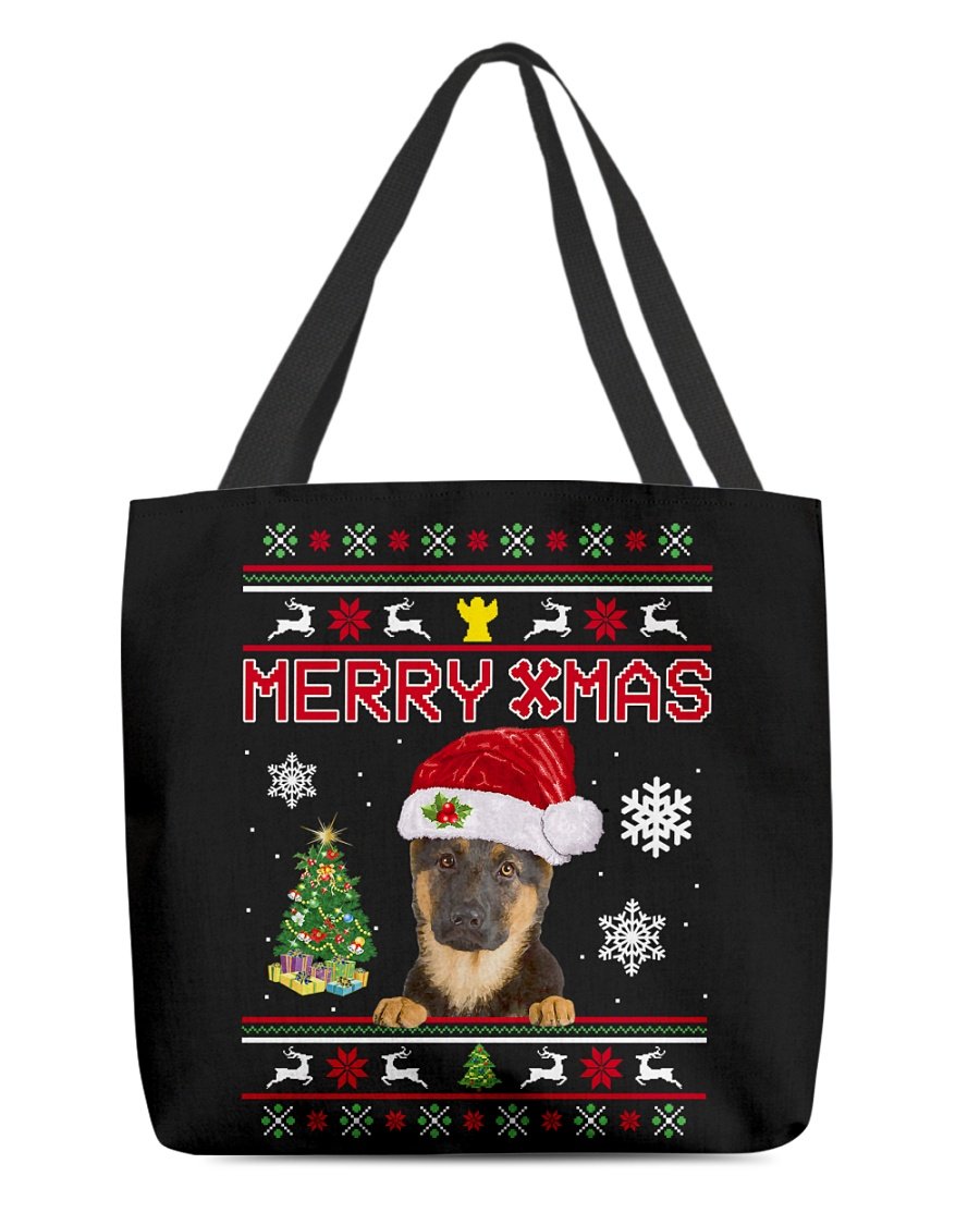 Merry Xmas-German Shepherd 1-Cloth Tote Bag
