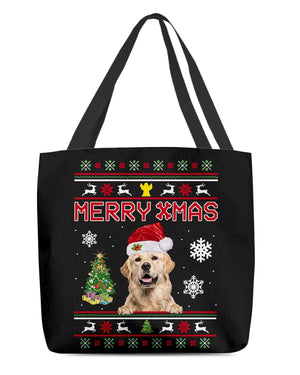 Merry Xmas-Golden Retriever 2-Cloth Tote Bag