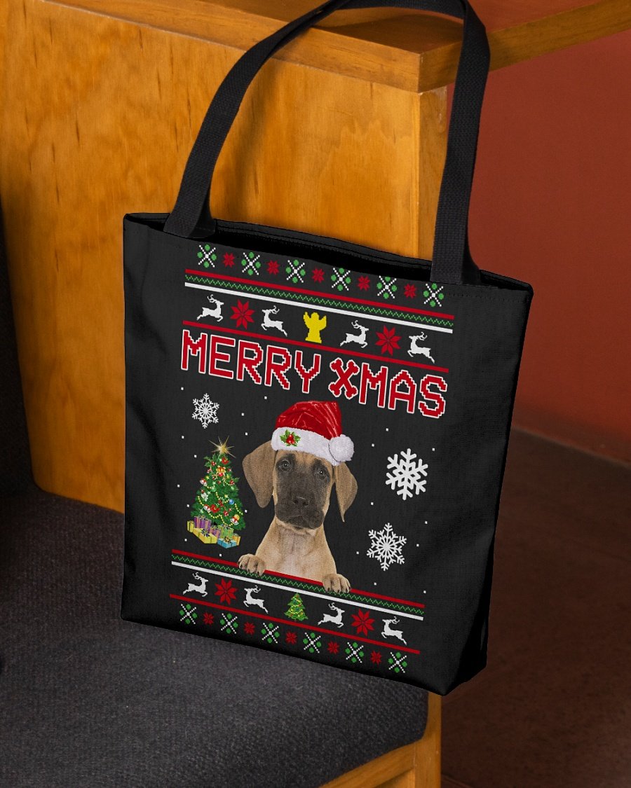 Merry Xmas-Great Dane 1-Cloth Tote Bag