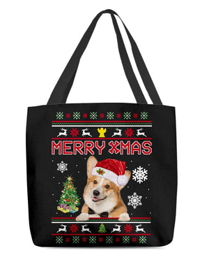 Merry Xmas-Pembroke Welsh Corgi 2-Cloth Tote Bag