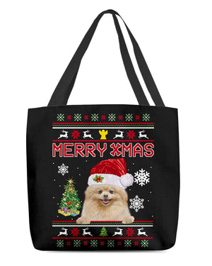 Merry Xmas-Pomeranian 2-Cloth Tote Bag