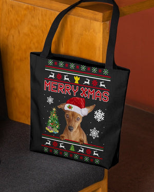 Merry Xmas-RED Miniature Pinscher-Cloth Tote Bag