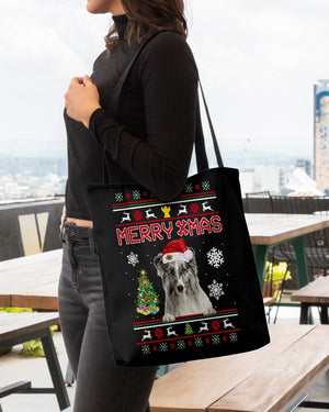 Merry Xmas-Shetland Sheepdog 1-Cloth Tote Bag