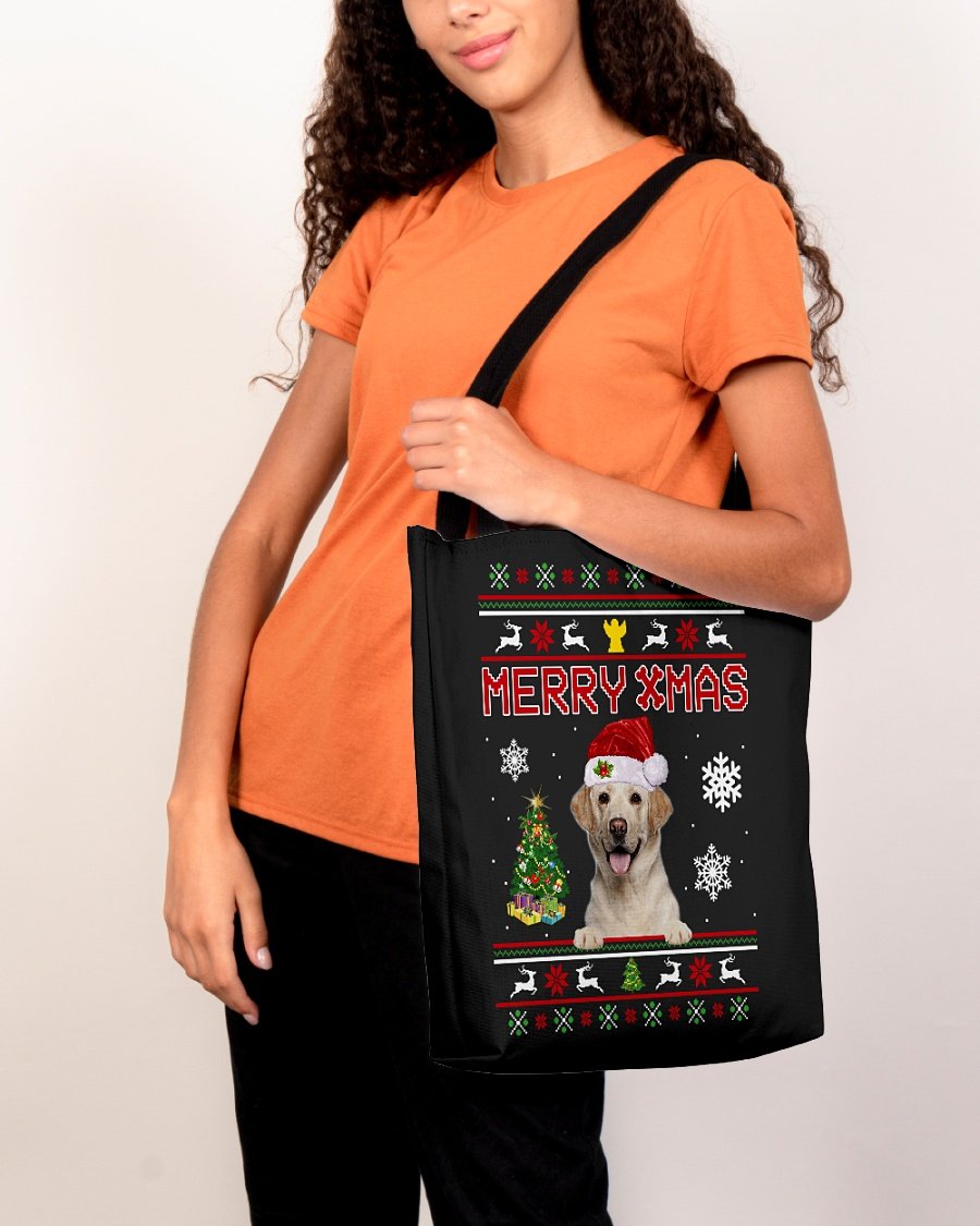 Merry Xmas-YELLOW Labrador-Cloth Tote Bag