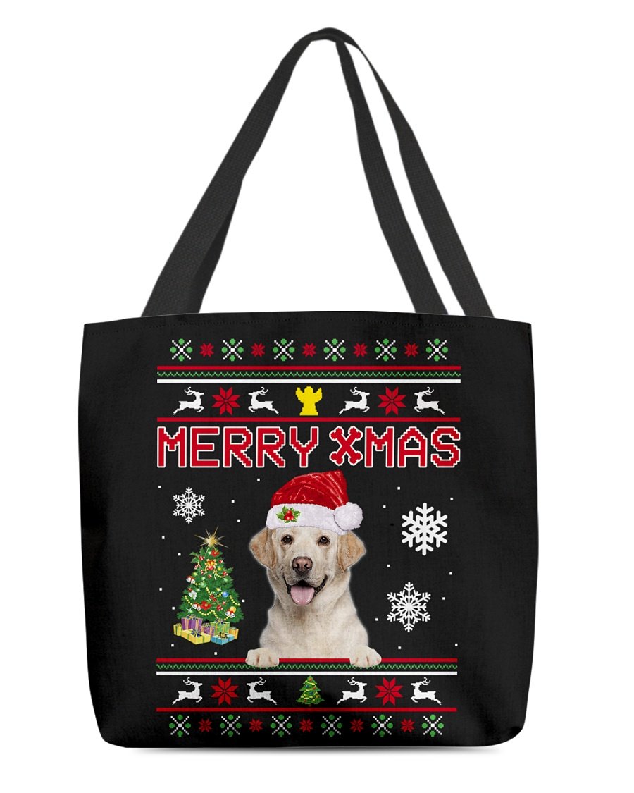 Merry Xmas-YELLOW Labrador-Cloth Tote Bag
