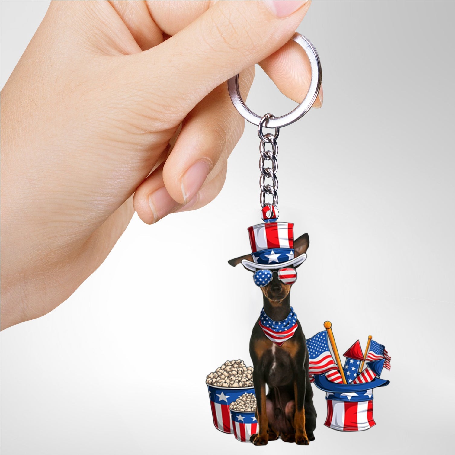 Miniature Pinscher 2-July Stuff Flat Acrylic Keychain