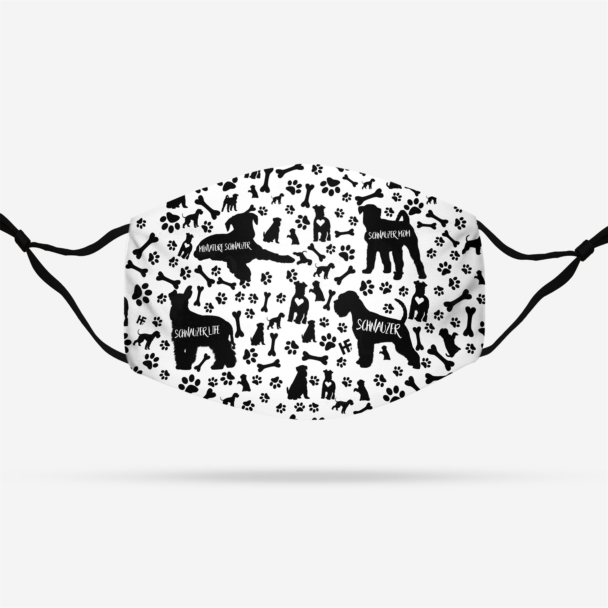 Miniature Schnauzer Black &amp; White Pattern EZ07 1308 Face Mask