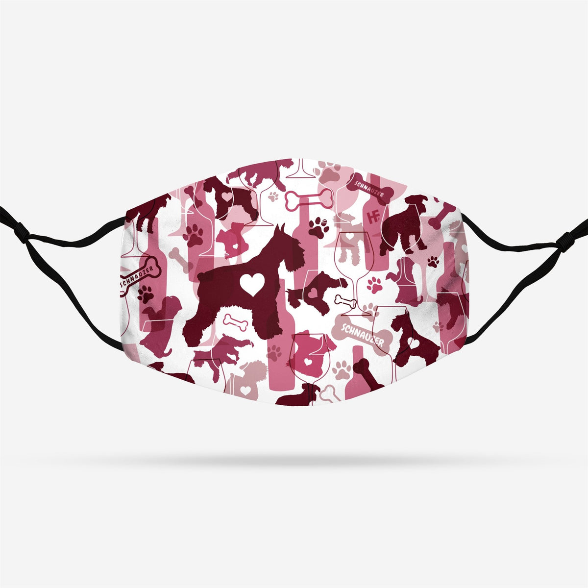 Miniature Schnauzer &amp; Wine Pattern EZ07 1408 Face Mask