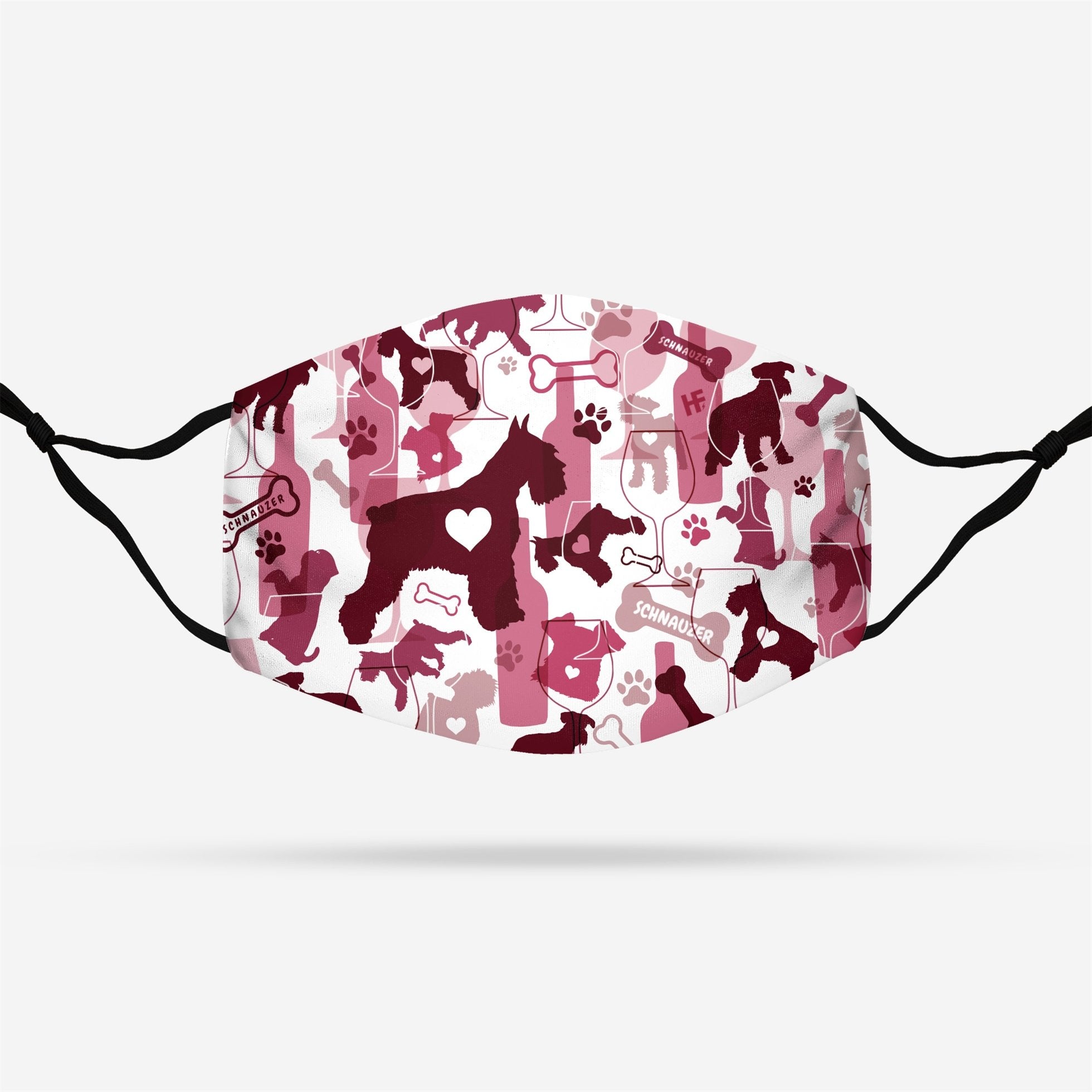 Miniature Schnauzer &amp; Wine Pattern EZ07 1408 Face Mask