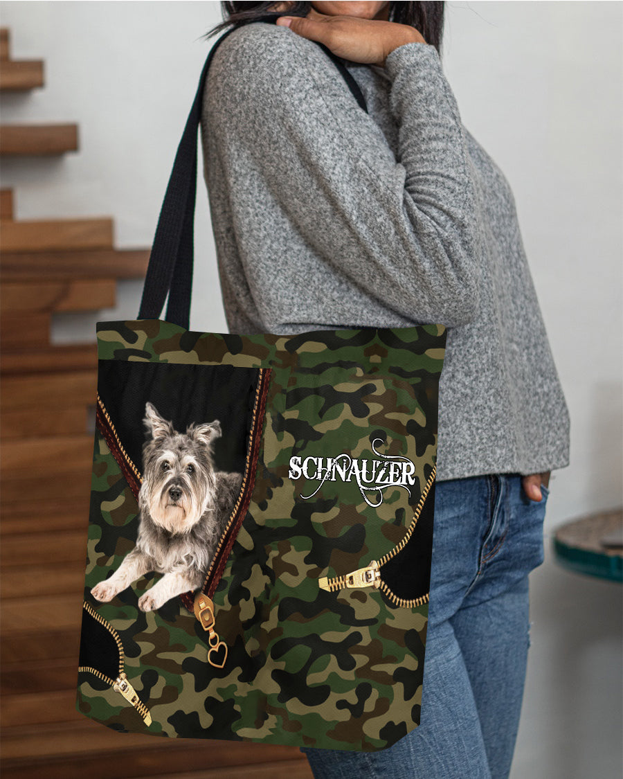 Miniature-Schnauzer Camo Cloth Tote Bag