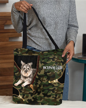 Miniature-Schnauzer Camo Cloth Tote Bag