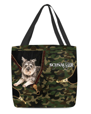 Miniature-Schnauzer Camo Cloth Tote Bag