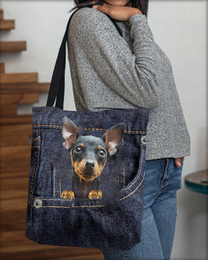 Miniature Pinscher-Dark Denim-Cloth Tote Bag