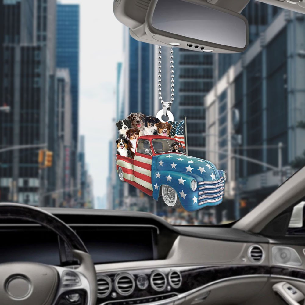 Miniature American Shepherd Happy Independence Day Two Sides Ornament