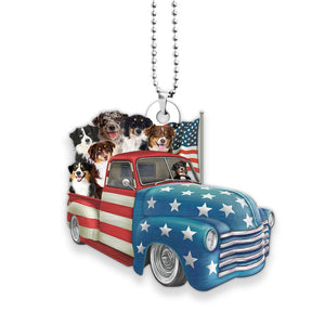 Miniature American Shepherd Happy Independence Day Two Sides Ornament