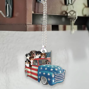 Miniature American Shepherd Happy Independence Day Two Sides Ornament