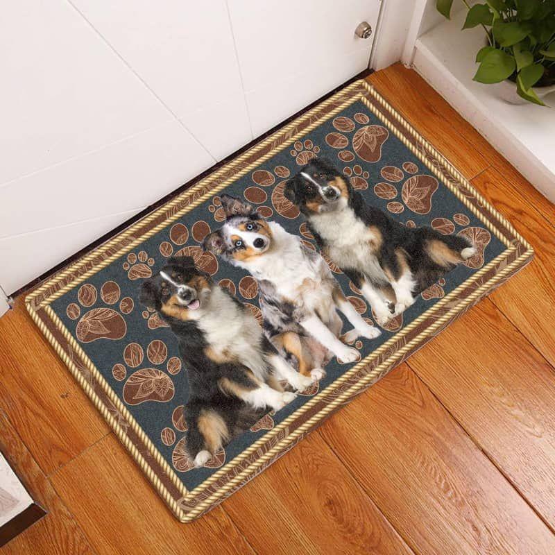 Miniature Australian Shepherd-Flower Paw Doormat