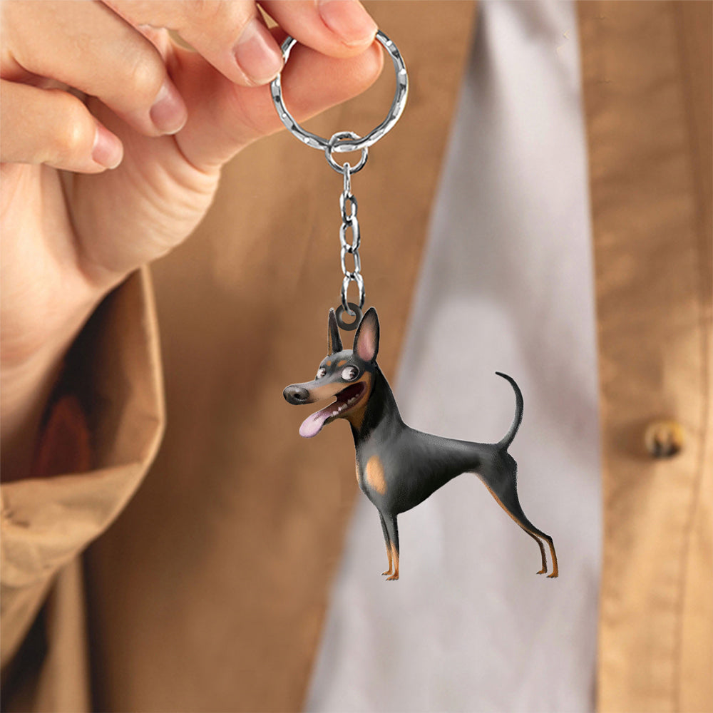 Miniature Pinscher-Look at me flat Acrylic Keychain