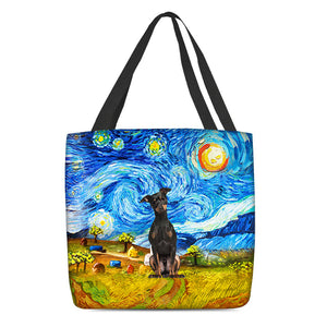 Miniature Pinscher-Oil Painting-Cloth Tote Bag