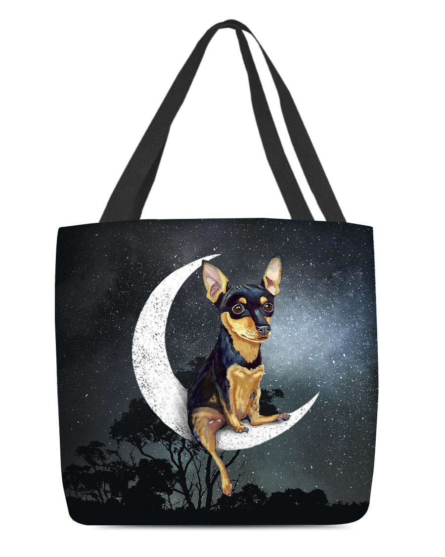 Miniature Pinscher-Sit On The Moon-Cloth Tote Bag