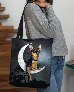 Miniature Pinscher-Sit On The Moon-Cloth Tote Bag