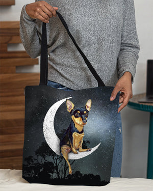 Miniature Pinscher-Sit On The Moon-Cloth Tote Bag