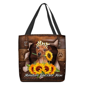 Miniature Pinscher-Sunflower&Dog Mom Cloth Tote Bag