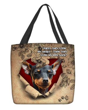 Miniature Pinscher-Torn Cloth Tote Bag