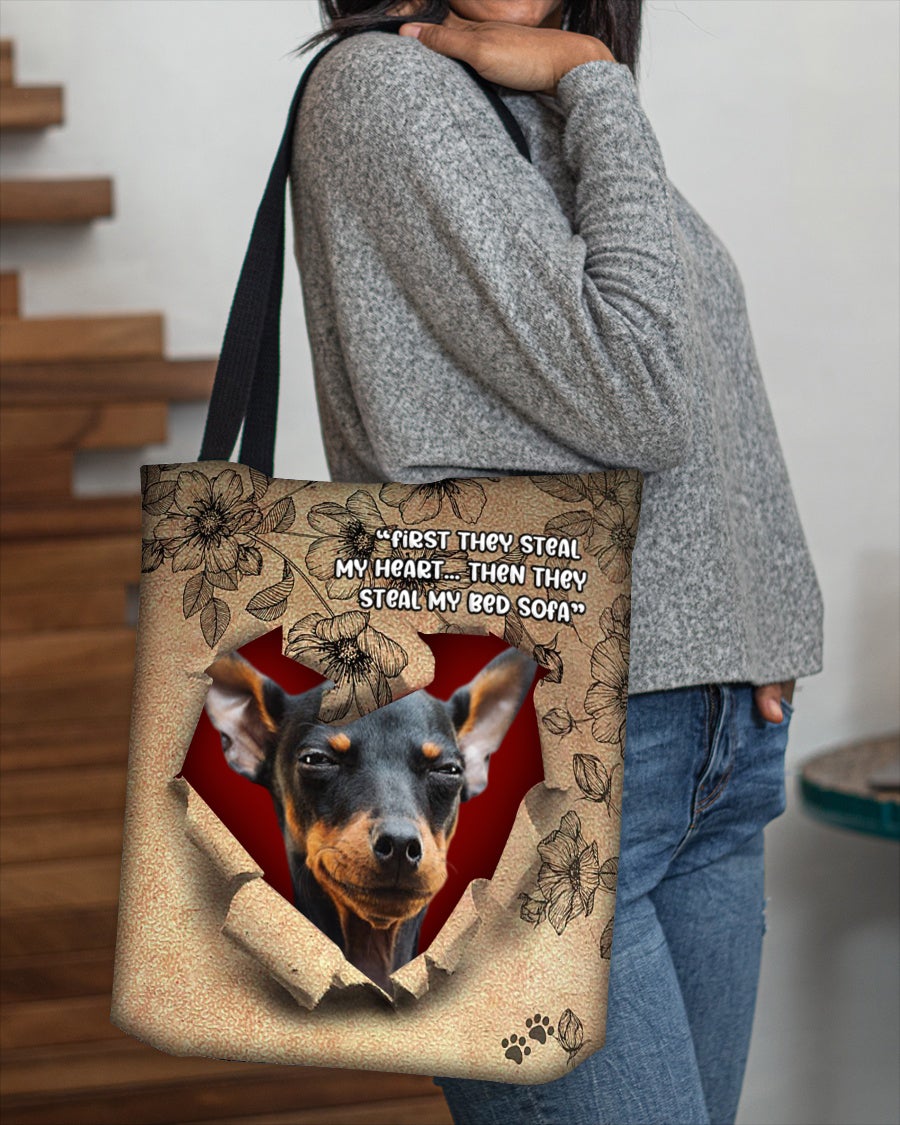 Miniature Pinscher-Torn Cloth Tote Bag