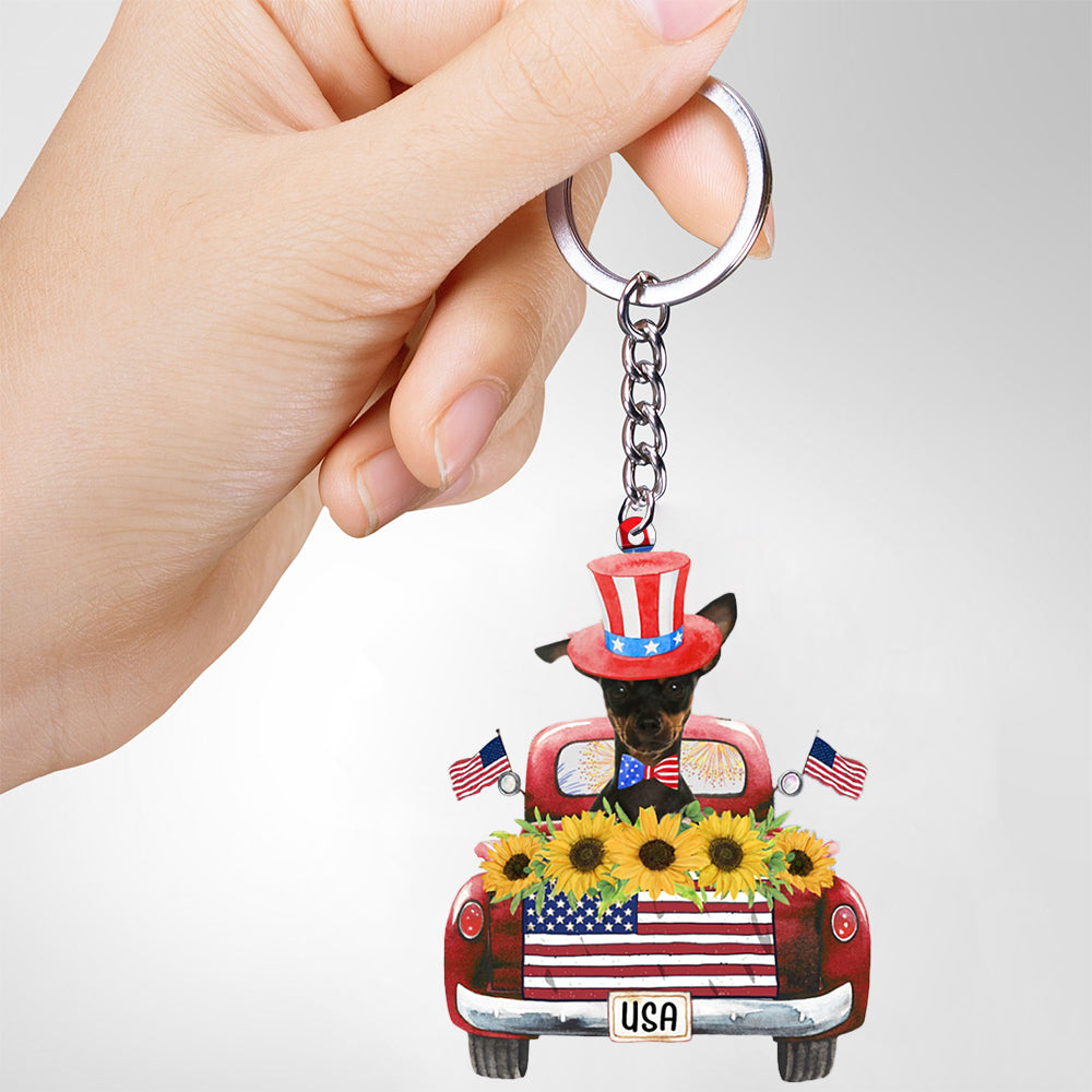 Miniature Pinscher-USA Truck Flat Acrylic Keychain